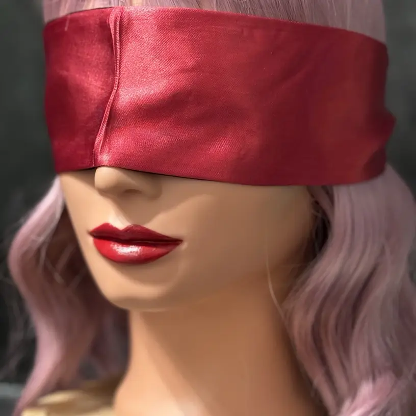Luxury silk blindfold for sleep and sensory play, soft and adjustable, available in multiple colors
