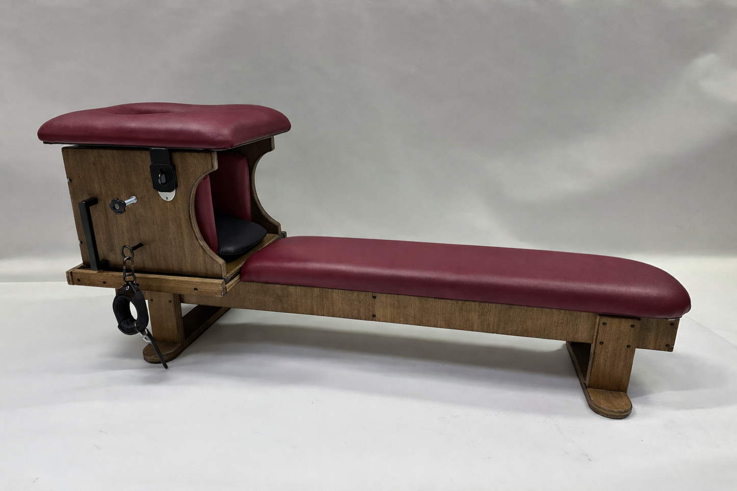 Smotherbox Queening Throne + Bench Set – Luxury BDSM Sensory Control Furniture (Brown/Bordeaux)