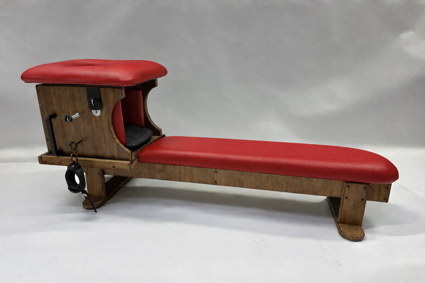 Smotherbox Queening Throne + Bench Set – Luxury BDSM Sensory Control Furniture (Brown/Red)