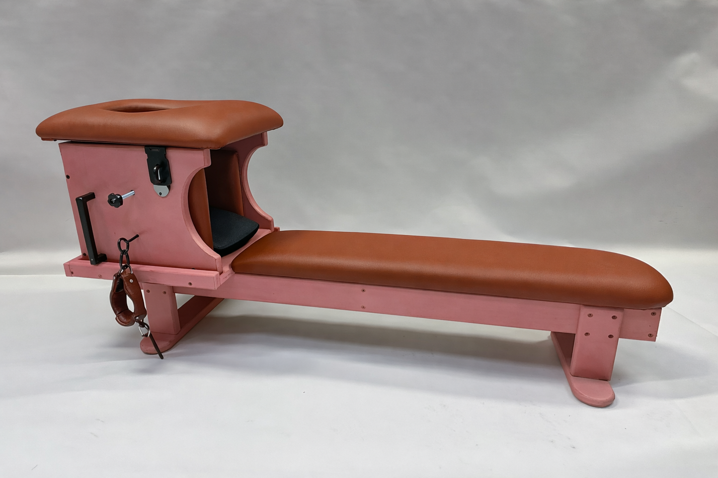 Smotherbox Queening Throne + Bench Set – Luxury BDSM Sensory Control Furniture (Pink/Cognac)