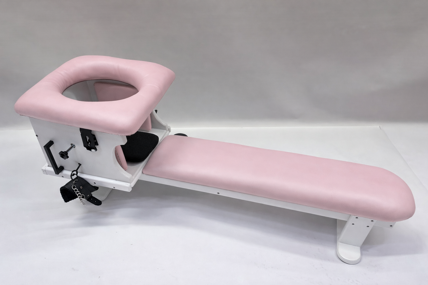 Smotherbox Queening Throne + Bench Set – Luxury BDSM Sensory Control Furniture (White/Pink)