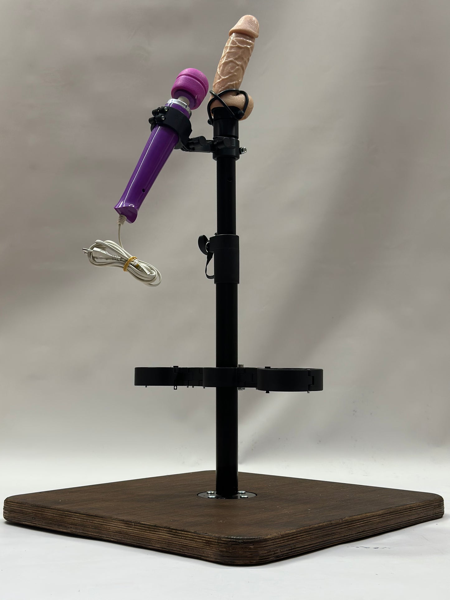One Bar Prison Restraint Pole – Brown Hardwood Base, Heavy Metal Post, Adjustable Attachments, Restraints & Toy Mounts