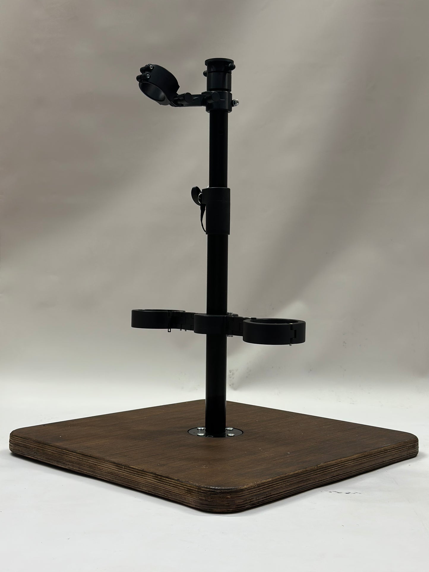 One Bar Prison Restraint Pole – Brown Hardwood Base, Heavy Metal Post, Adjustable Attachments, Restraints & Toy Mounts