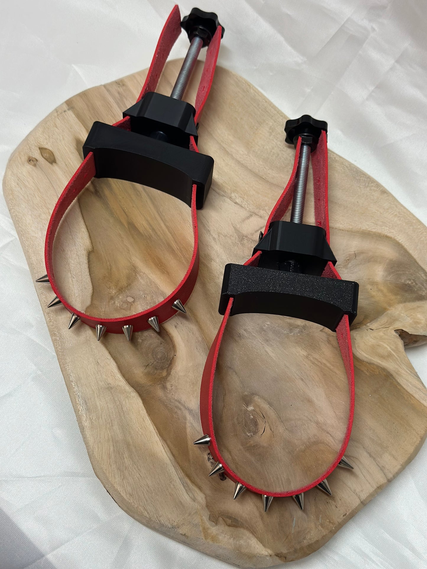 BDSM Breast Bondage Clamps with Spikes – 3D Printed with Metal & Faux Leather | Fetish Chest Restraint for Sensory Play