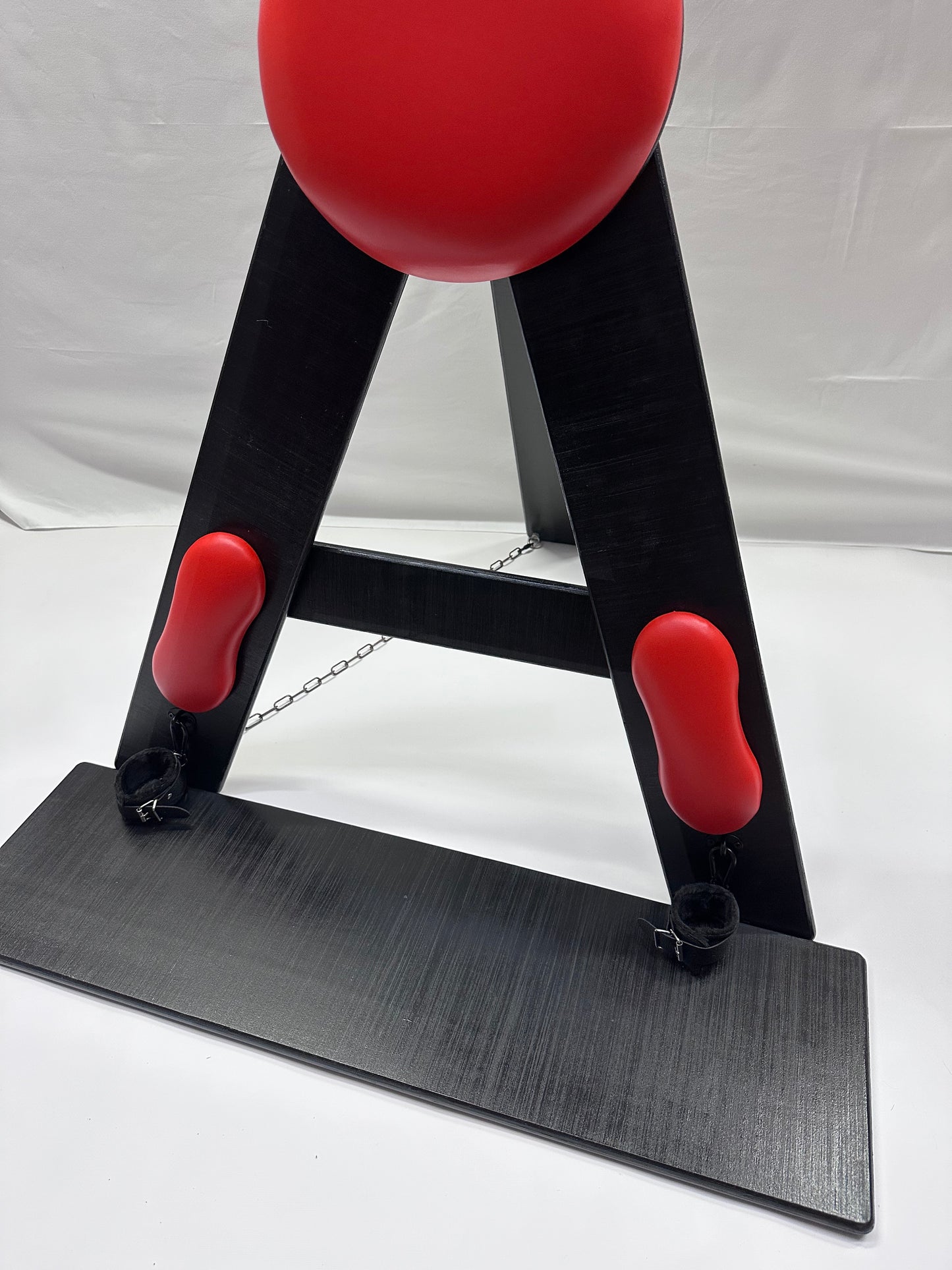 Hardwood St. Andrew’s Cross – Modular Padded Restraint Frame with Quick-Release System (Black-Red)