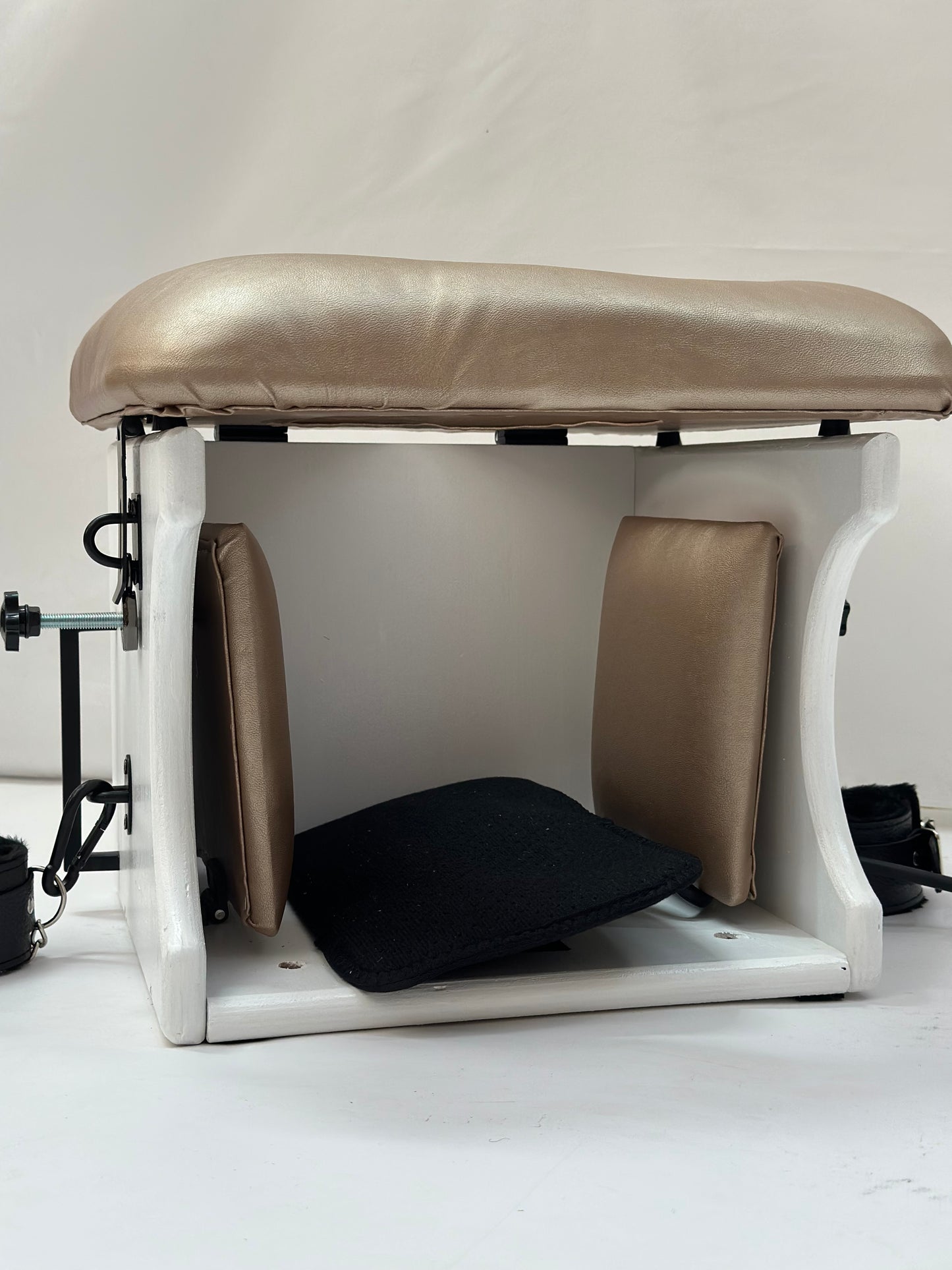 White Smotherbox Queening Chair – Adjustable Sensory Deprivation BDSM Furniture