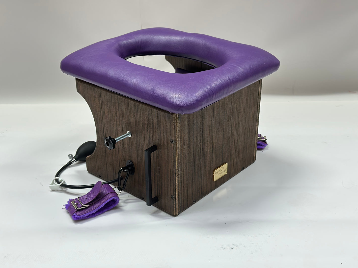 Smotherbox Queening Throne – Adjustable Sensory Control BDSM Chair (Brown/Purple)