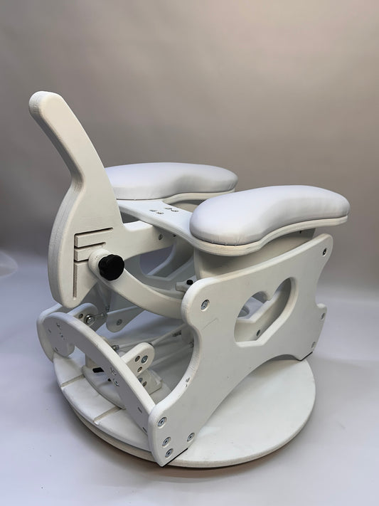 Monkey Rocker Sex Chair with adjustable rocking and vibrating Vac-U-Lock
Hands-free BDSM sex chair with O-rings and Lexan mirror
Sturdy hardwood Monkey Rocker Chair with padded seat for bondage play
Adjustable BDSM swing chair for solo or partner use