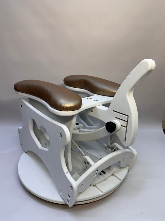 Monkey Rocker Sex Chair with adjustable rocking and vibrating Vac-U-Lock
Hands-free BDSM sex chair with O-rings and Lexan mirror
Sturdy hardwood Monkey Rocker Chair with padded seat for bondage play
Adjustable BDSM swing chair for solo or partner use