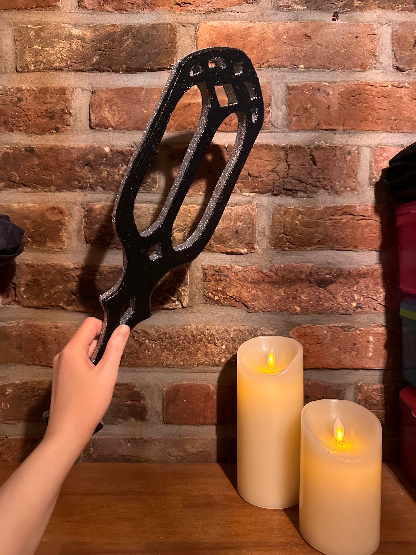 Black - Silver glitter Gothic Cathedral Paddle – Handcrafted Hardwood Impact Toy for BDSM Play