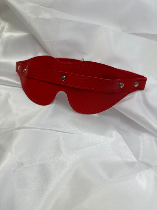 Adjustable faux leather blindfold for sensory play and BDSM, stylish and comfortable with secure strap