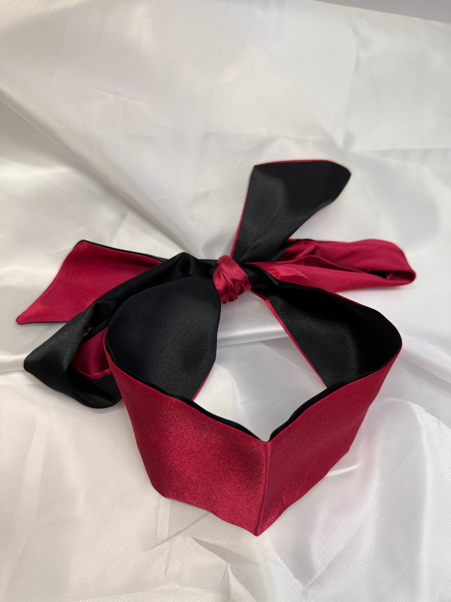 Black-Red Luxury Silk Blindfold – Soft, Sensual & Comfortable for Sleep & Sensory Play