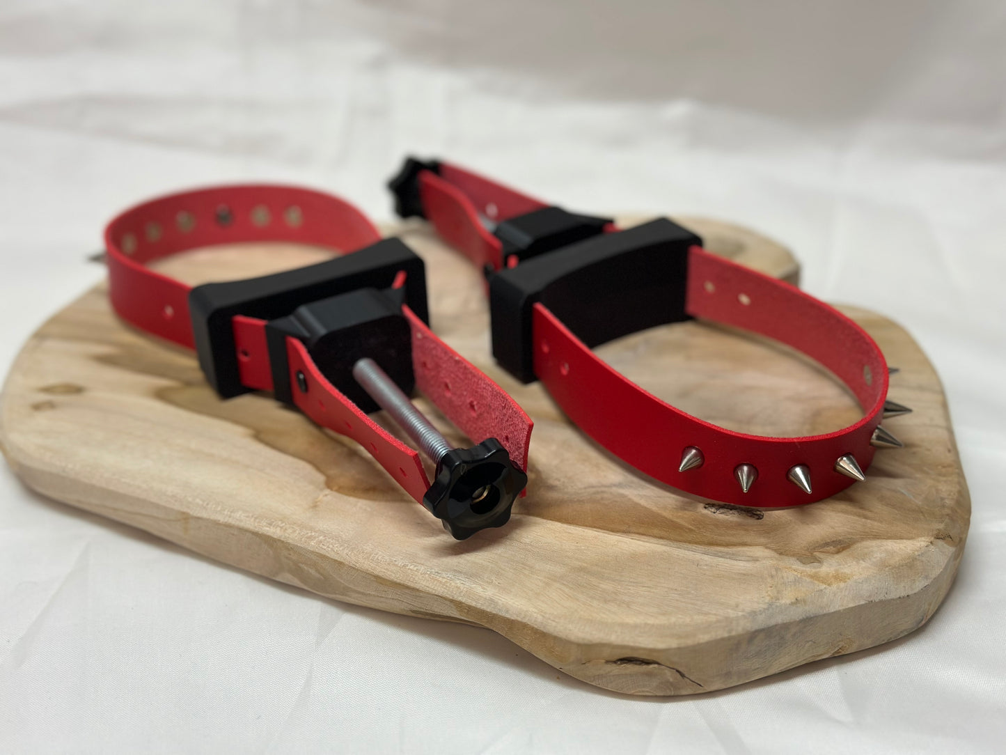 BDSM Breast Bondage Clamps with Spikes – 3D Printed with Metal & Faux Leather | Fetish Chest Restraint for Sensory Play