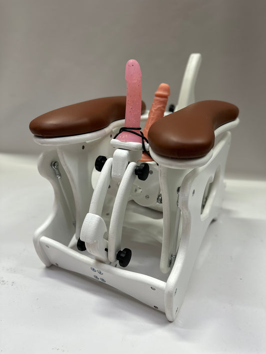 Intense Secret DP Double Rocker – Luxury Dual Positioning BDSM Chair (White/Cognac)