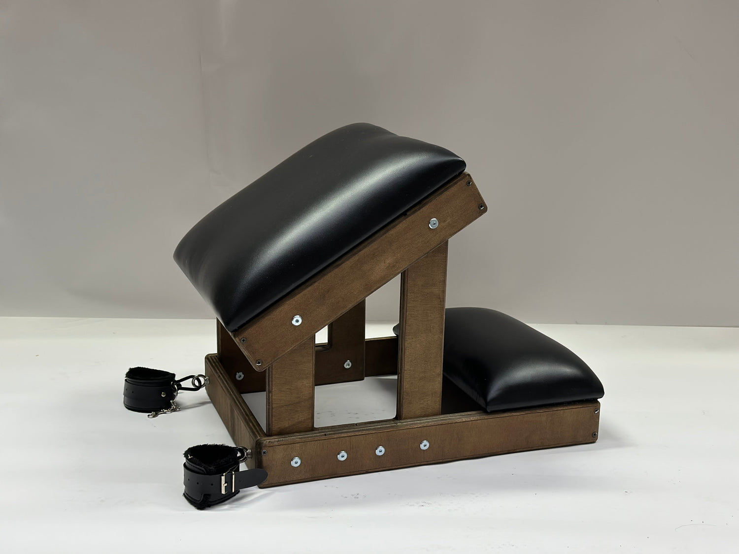 Hardwood Kneeling Benches – Luxury BDSM Positioning Furniture Brown
