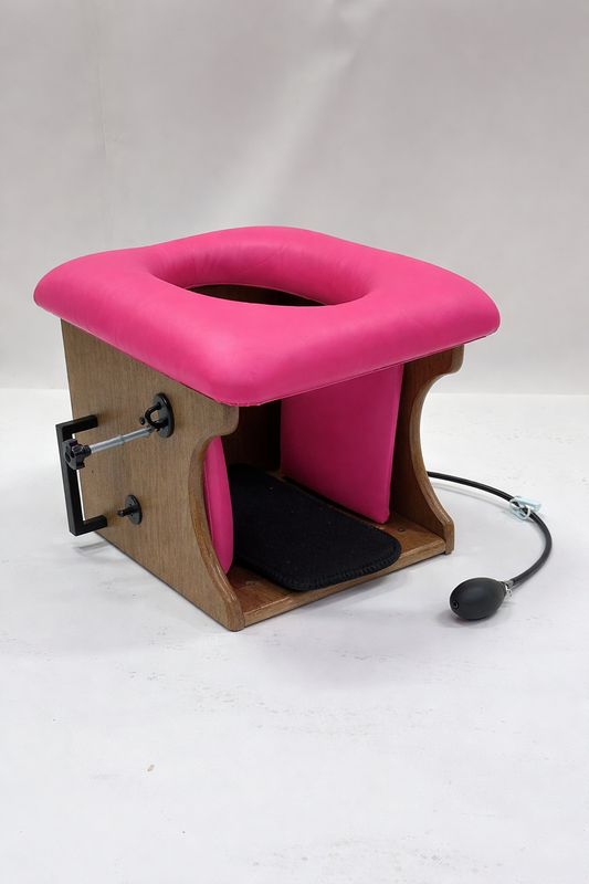 Smotherbox Queening Throne – Adjustable Sensory Control BDSM Chair (Brown/HotPink)