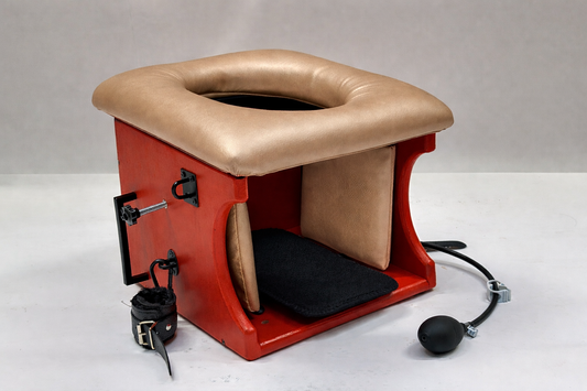 Smotherbox Queening Throne – Adjustable Sensory Control BDSM Chair (Red/Champagne)