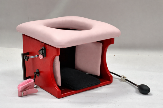 Smotherbox Queening Throne – Adjustable Sensory Control BDSM Chair (Red/Pink)