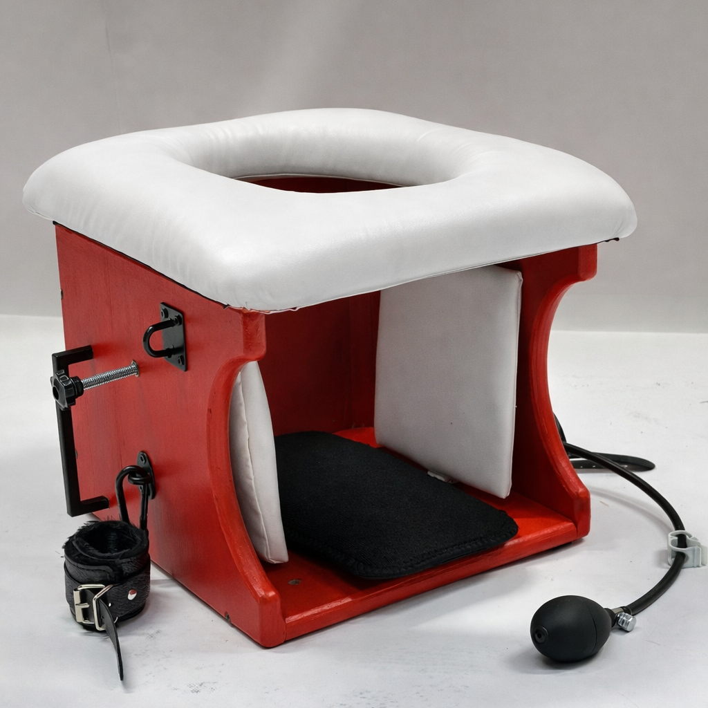 Smotherbox Queening Throne – Adjustable Sensory Control BDSM Chair (Red/White)