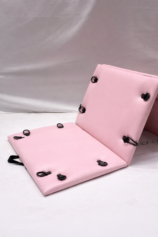 Pink Folding Spanking Bench – Portable Luxury Bondage Bench & Restraint Furniture