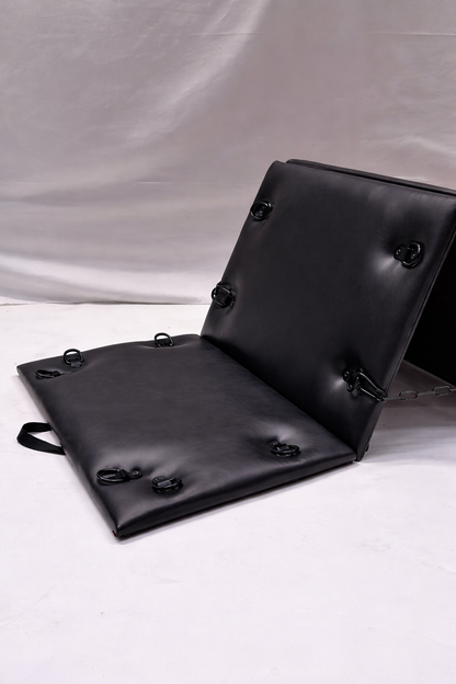 Black Folding Spanking Bench – Portable Luxury Bondage Bench & Restraint Furniture