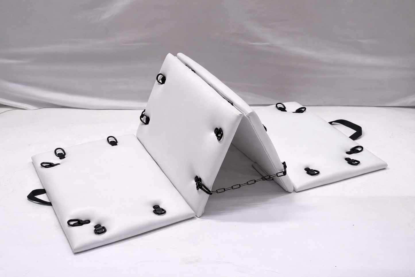 White Folding Spanking Bench – Portable Luxury Bondage Bench & Restraint Furniture