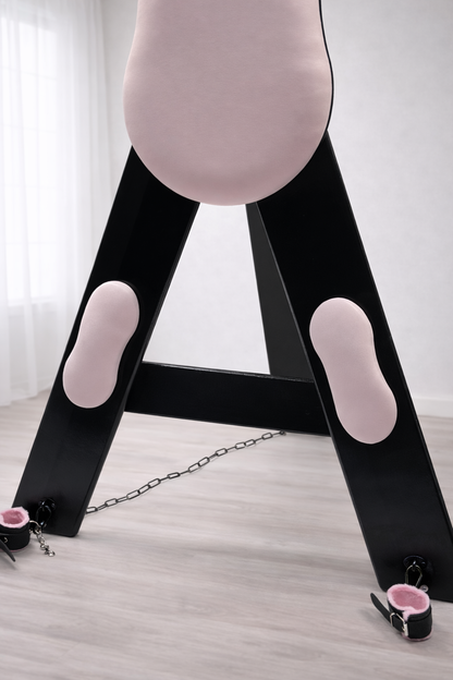 Hardwood St. Andrew’s Cross – Modular Padded Restraint Frame with Quick-Release System (Black-Pink)