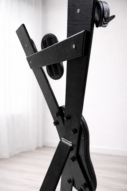 Hardwood St. Andrew’s Cross – Modular Padded Restraint Frame with Quick-Release System (Black-Black)
