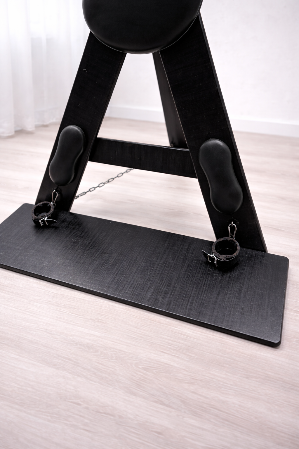 Hardwood St. Andrew’s Cross – Modular Padded Restraint Frame with Quick-Release System (Black-Black)