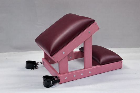 Pink-Bordeaux BDSM Kneeling Bench with Handcuffs | Handmade Spanking Bench