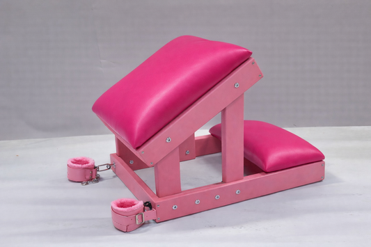 Pink-Hot pink BDSM Kneeling Bench with Handcuffs | Handmade Spanking Bench