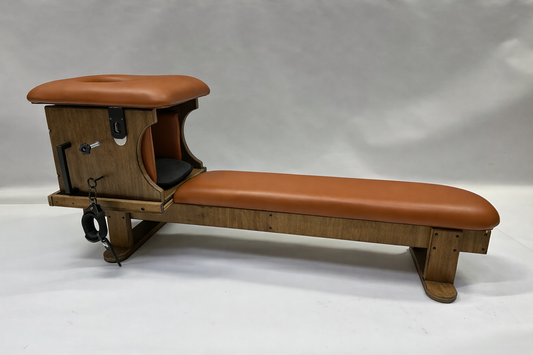 Smotherbox Queening Throne + Bench Set – Luxury BDSM Sensory Control Furniture (Brown/Cognac)