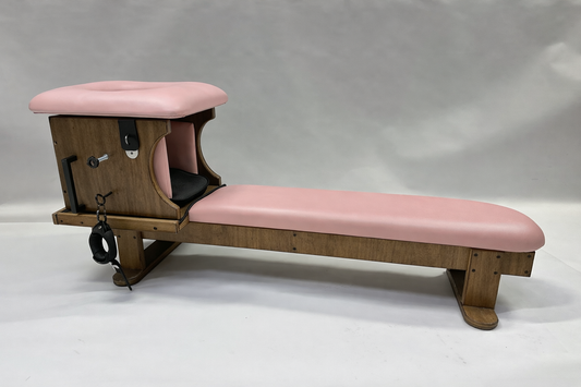 Smotherbox Queening Throne + Bench Set – Luxury BDSM Sensory Control Furniture (Brown/Pink)