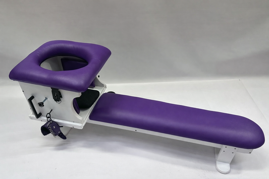 Smotherbox Queening Throne + Bench Set – Luxury BDSM Sensory Control Furniture (White/Purple)
