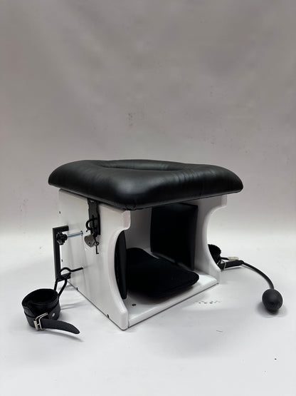 Intense Smotherbox Queening Chair with cushioned seat and sturdy wooden frame for sensory and BDSM play – discreet packaging included