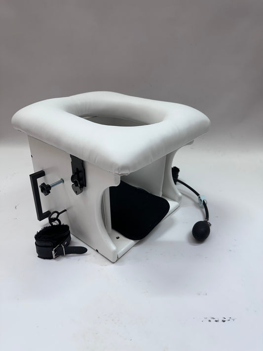 “Premium padded smotherbox for BDSM sensory deprivation play, adjustable size, safe restraint-ready design”