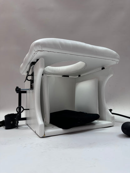“Premium padded smotherbox for BDSM sensory deprivation play, adjustable size, safe restraint-ready design”