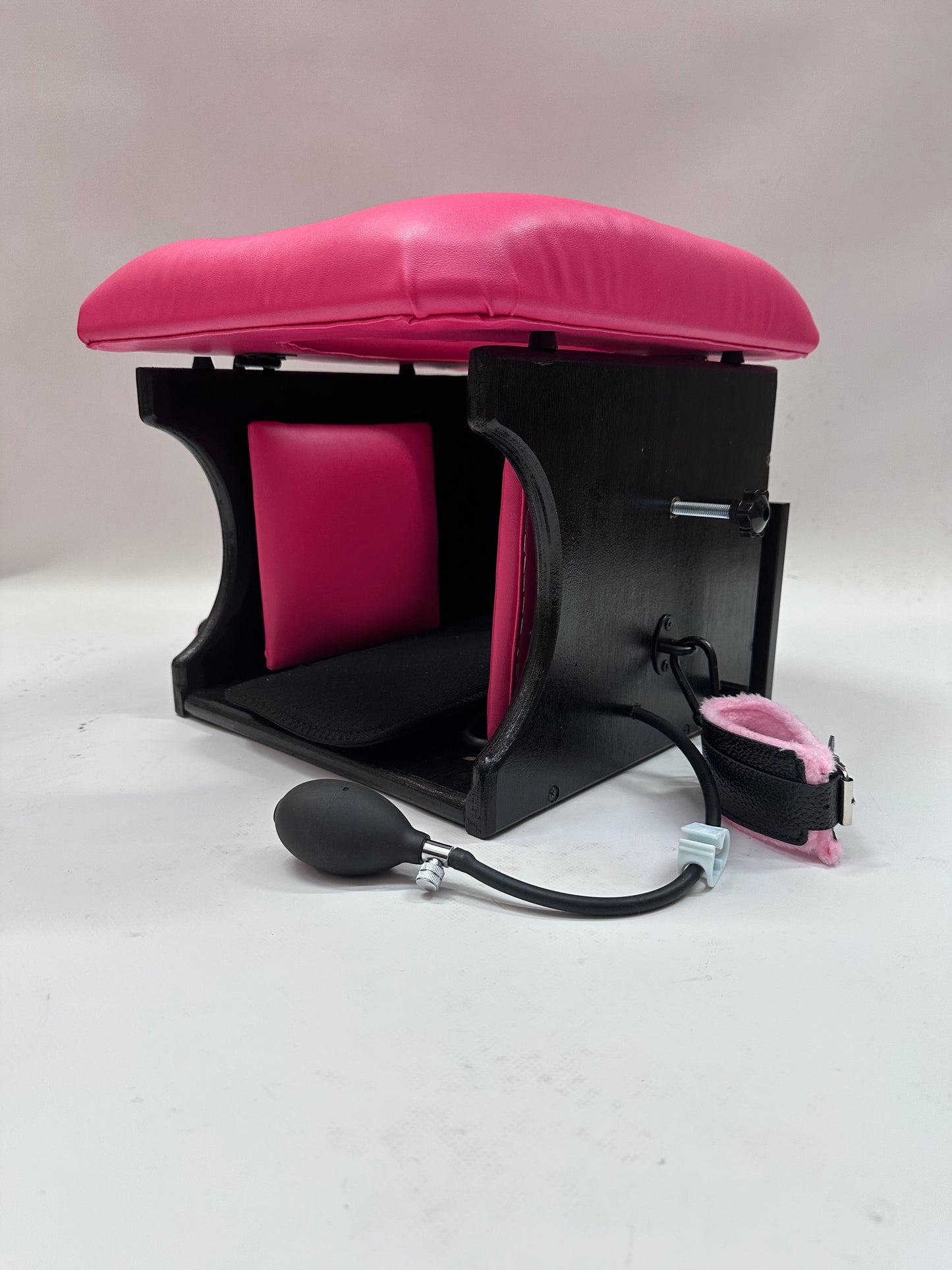 Intense Smotherbox Queening Chair with cushioned seat and sturdy wooden frame for sensory and BDSM play – discreet packaging included