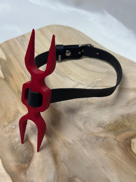BDSM Heretic Fork – 3D Printed Torture Collar with Faux Leather Strap | Medieval Fetish Restraint for Roleplay & Dungeon Play