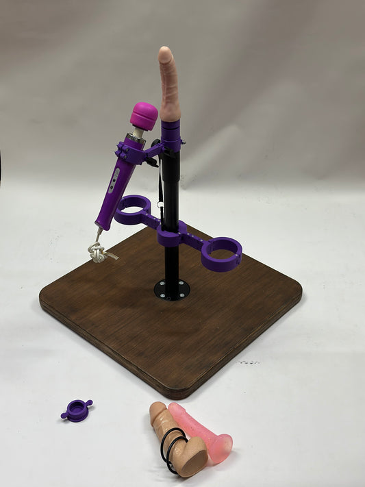 One Bar Prison Restraint Pole – Brown Hardwood Base, Heavy Metal Post, Adjustable Attachments, Restraints & Toy Mounts