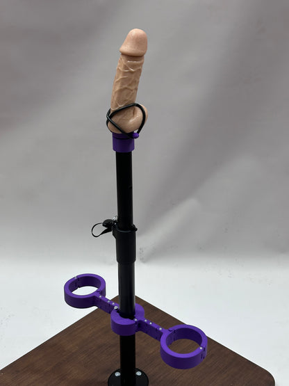 Brown One Bar Prison Restraint Pole – Modular BDSM Positioning System with Hardwood Base