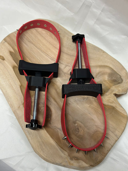 BDSM Breast Bondage Clamps with Spikes – 3D Printed Chest Restraint with Faux Leather Straps (Pair)