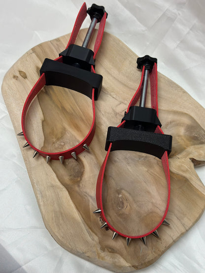 BDSM Breast Bondage Clamps with Spikes – 3D Printed Chest Restraint with Faux Leather Straps (Pair)