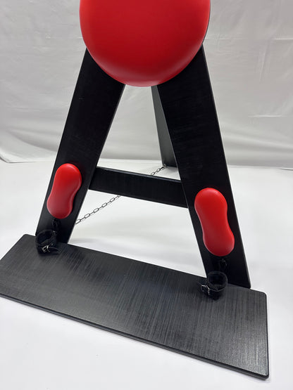 Hardwood St. Andrew’s Cross – Modular Padded Restraint Frame with Quick-Release System (Black-Red)
