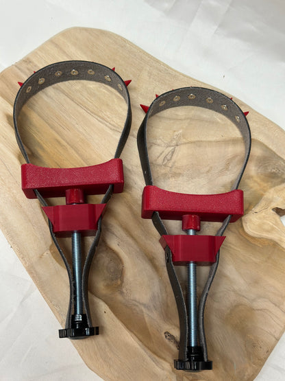 BDSM Breast Bondage Clamps with Spikes – 3D Printed Chest Restraint with Faux Leather Straps (Pair)