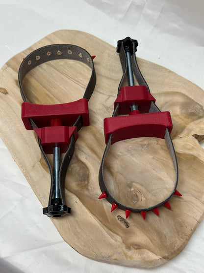 BDSM Breast Bondage Clamps with Spikes – 3D Printed Chest Restraint with Faux Leather Straps (Pair)