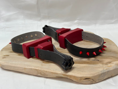 BDSM Breast Bondage Clamps with Spikes – 3D Printed Chest Restraint with Faux Leather Straps (Pair)