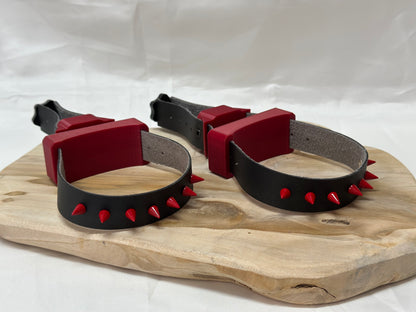 BDSM Breast Bondage Clamps with Spikes – 3D Printed Chest Restraint with Faux Leather Straps (Pair)