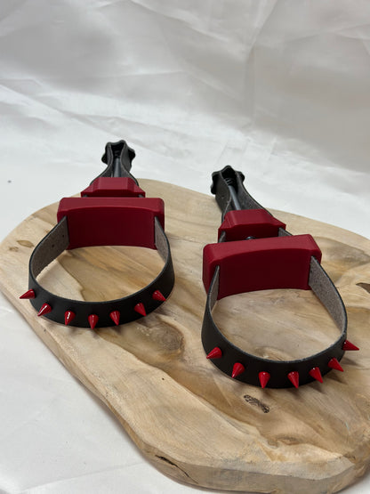 BDSM Breast Bondage Clamps with Spikes – 3D Printed Chest Restraint with Faux Leather Straps (Pair)