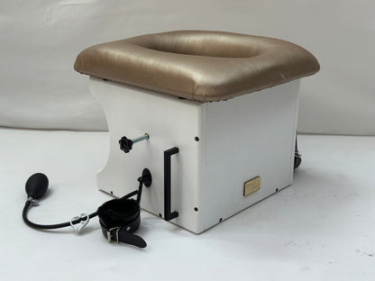 Smotherbox Queening Throne – Luxury Sensory Control BDSM Chair (White/Champagne)